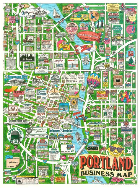 Portland Business Map Curtis Wright Maps