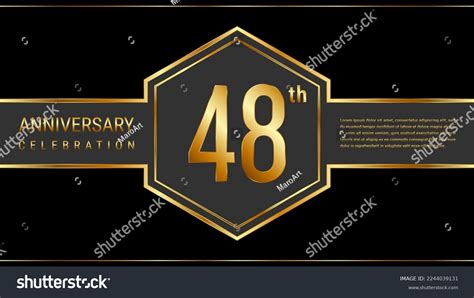 48 Year Anniversary Template Design Golden Stock Vector Royalty Free