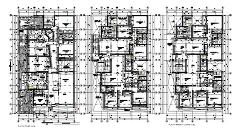 225 Square Meter 3 Bhk Apartment Layout Plan Autocad Drawing Dwg File