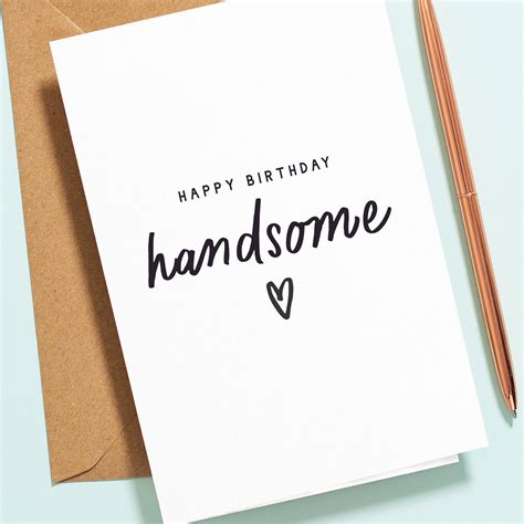 Happy Birthday Handsome Boyfriend Birthday Card Husband Etsy Uk