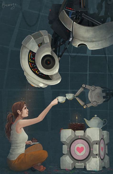 Chell Having A Party With Glados Ps Пикабу Thats Me Not A Fake Portal The Cake Is Not A