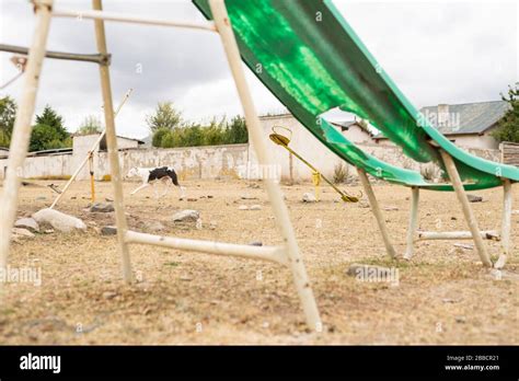 A Playground Near Trevelin Argentina Is Fairly Run Down Stock Photo