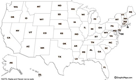 Usa States Two Letter Abbreviations United States Map Printable