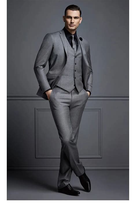 Latest Coat Pant Design Smoking Grey Men Suit Slim Fit Skinny