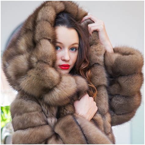 hooded sable fur coat fur fashion fur fur coat fashion