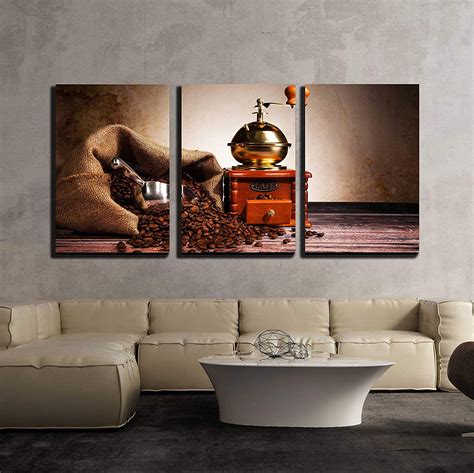 Wall26 3 Piece Canvas Wall Art Coffee Still Life With Wooden Grinder