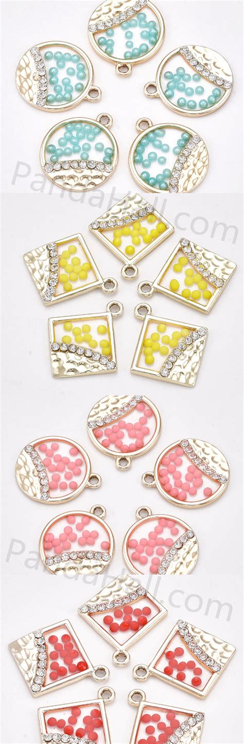 Pandahall Alloy And Epoxy Resin Pendants With Glass Seed Beads And