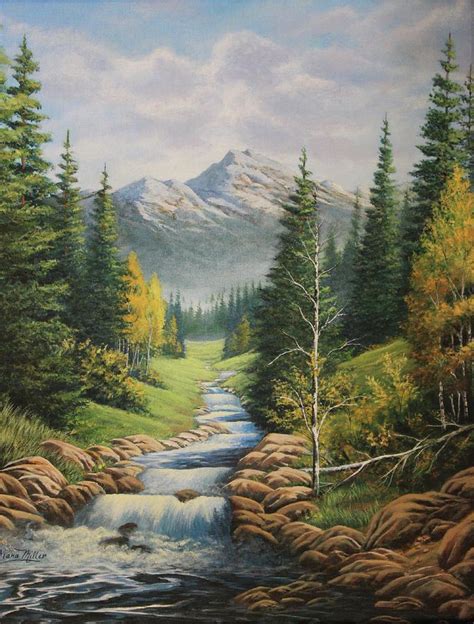 Mountain River View Painting By Diana Miller Fine Art America