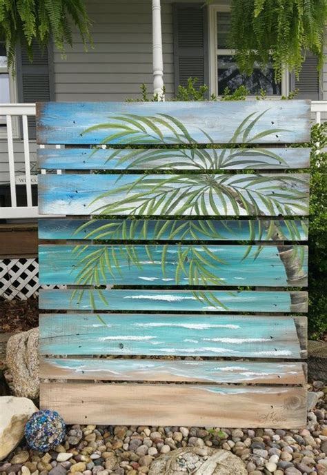 Diy Beach Art Pallet Tropical Easy Painting Coastal Beach Decor