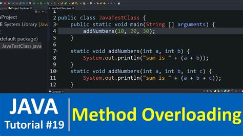 java tutorial 19 method overloading in java programming youtube