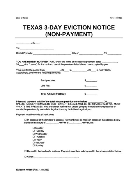 Free Texas Eviction Notice Forms PDF Word Templates Texas Eviction Notice