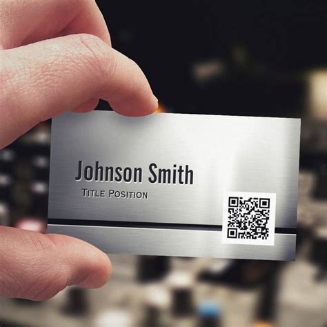 Similarly, a business card is often asked whenever a plan to engage more in the future arises. QR Code and Stainless Steel - Brushed Metal Look Business ...