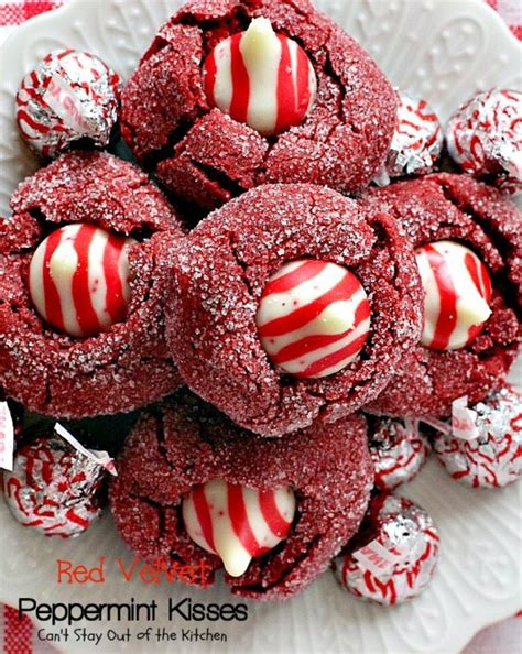 Red Velvet Peppermint Kisses Recipe Thumbprint Cookies Christmas