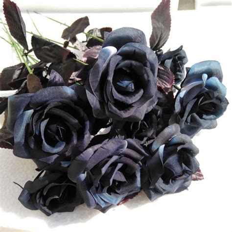 large black rose single branch silk artificial flowers long stem australia roses fake flower for