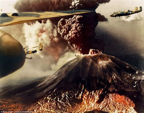 Color B 25s Are Pictured Flying Past Mount Vesuvius In Italy As Lava