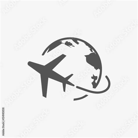 Plane Globe Icon Stock Vector Illustration Flat Design In Globe Icon Vector Illustration