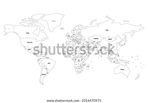 Simplified Vector Map World Thin Black Stock Vector Royalty Free