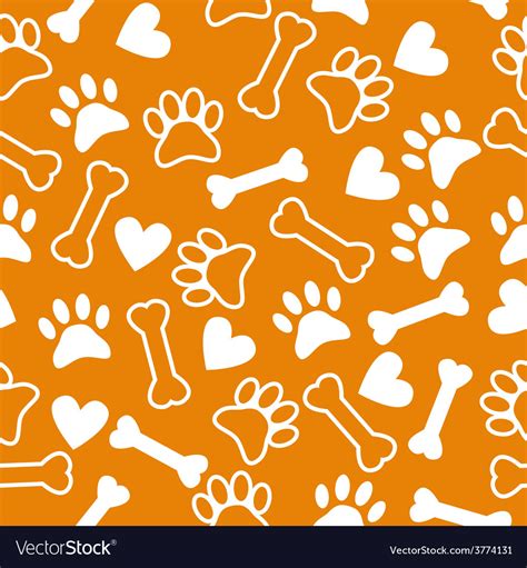 Seamless Pattern With Dog Paw And Print Bone Vector Image