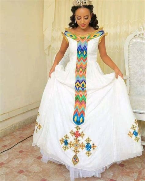 Meseret Mebrate Wearing Habesha Kemis In Her Wedding Ethiopian Dress