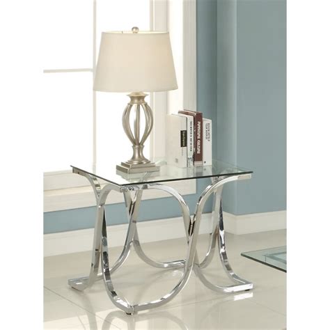 Chrome glass coffee table square. Furniture of America Sarif Square Glass Top End Table in ...