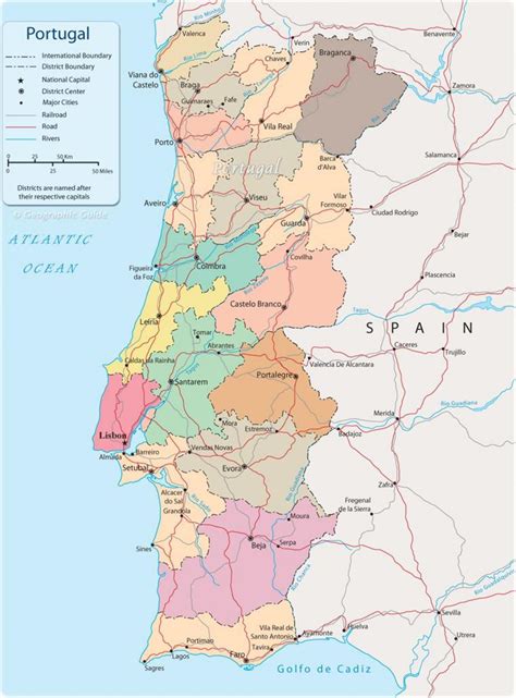 Portogallo Mappa Politica Cartina Politica Del Portogallo Europa Del