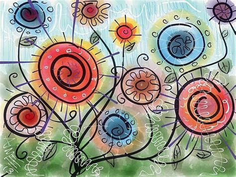 Funky Flowers Funky Art Mixed Media Art Canvas Flower Painting