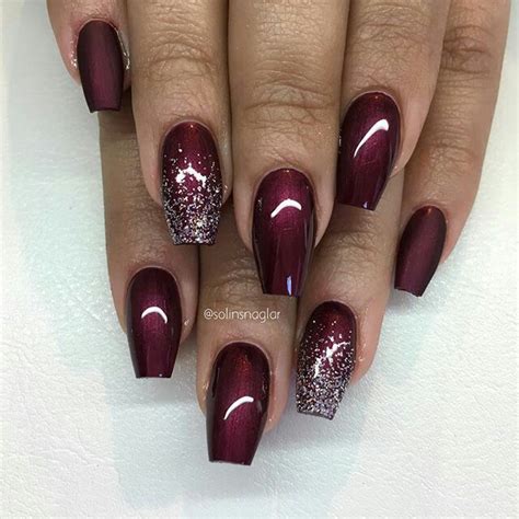 Burgundy is one of the trendiest hair colors of the year. "Black Cherry" med Diamond | Burgundy nails, Burgundy nail ...