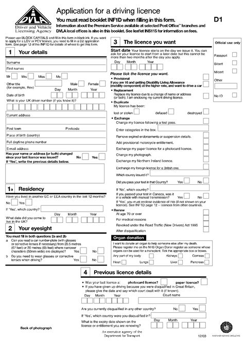 D1 Application Form Printable