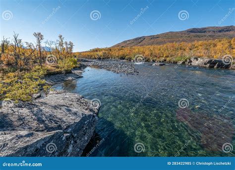 Autum Abisko Canyon River Abiskojakka National Park Norrbottens