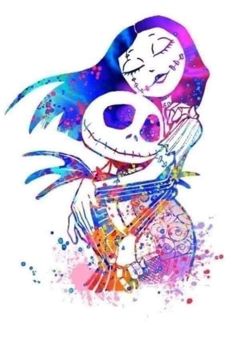 Jack And Sally Sublimation Etsy In 2022 Watercolor Canvas Jack And