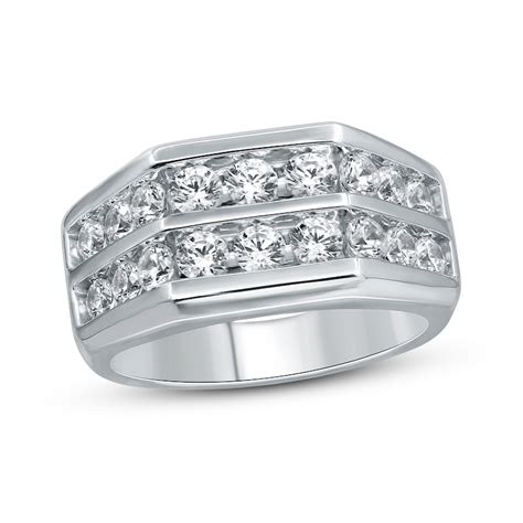 Mens Diamond Wedding Ring 2 Ct Tw Round Cut 10k White Gold Kay