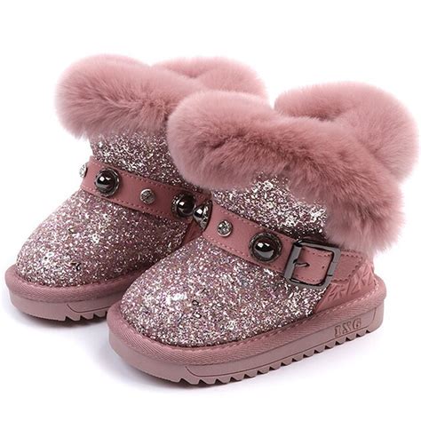 Winter Girl Fashion Mid Calf Boot Children Warm Glitter Snow Boot Baby