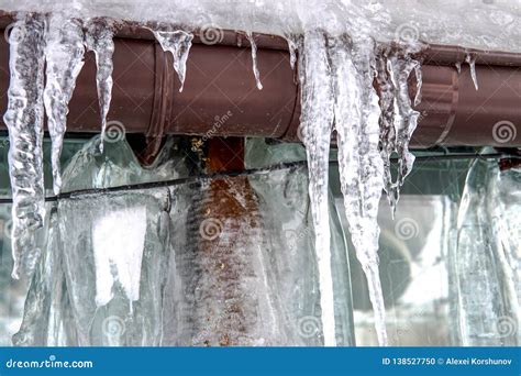 Very Large Icicles Close Up Photo Stock Photo Image Of December