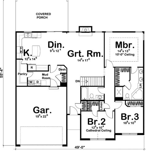 What makes a floor plan simple? Simple Single Story Home Plan - 62492DJ | 1st Floor Master ...