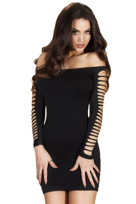 Chilirose Slashed Mini Dress Black Fashioncherries Free Delivery