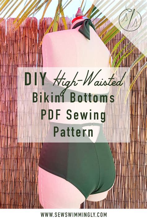 Diy High Waisted Bikini Bottoms Pdf Sewing Pattern Swimwear Sewing Patterns Pdf Sewing