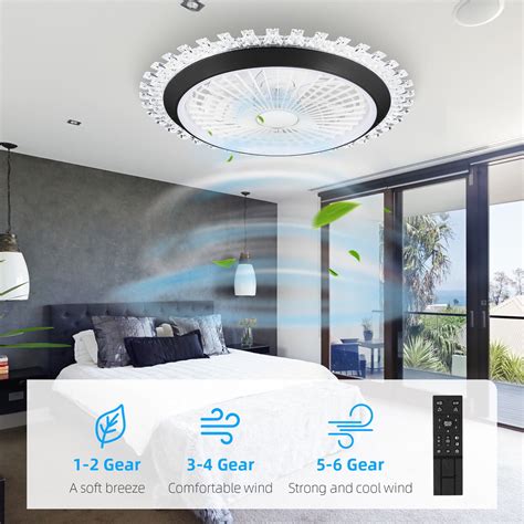 JahyShow 20" Enclosed Ceiling Fans with Lights and APP Control, Flush