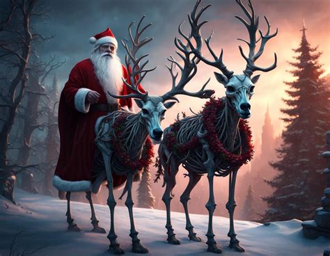 gothic santa clause and skeleton reindeer ai generated artwork nightcafe creator
