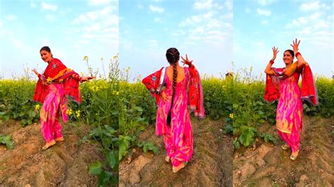 Looks Cute In A Pink Suit Sapna Choudhary Danced Like A Peacock In The Fields Sapna Choudhary