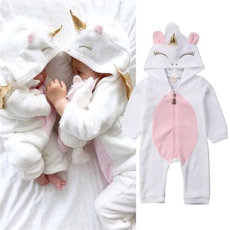 Newborn Kids Baby Girls Clothes Hooded Animal Print Flannel Romper Long