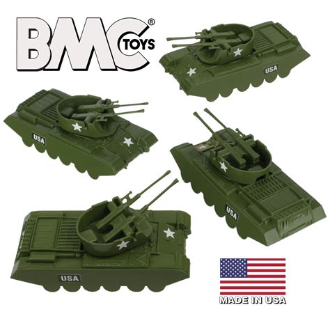 Bmc Classic Anti Aircraft Tanks Od Green Plastic Army Men Vehicles