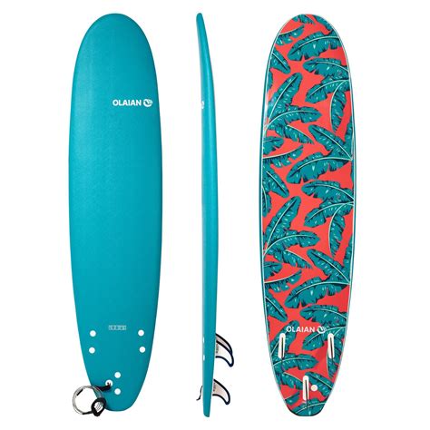 Olaian Surfboard Soft Top 500 78 Geleverd Met 1 Leash En 3 Vinnen