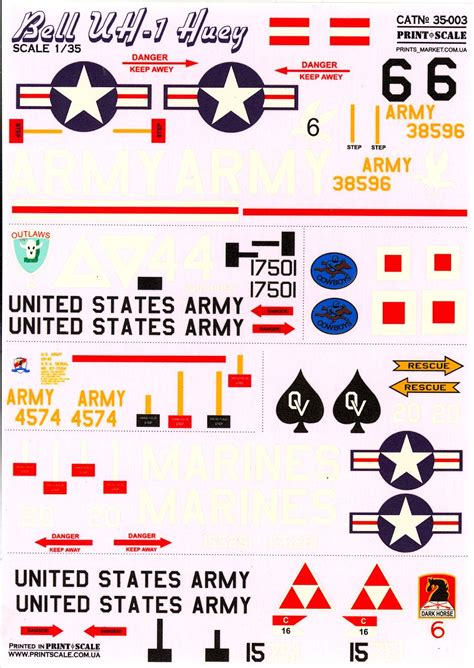 Print Scale Decals 135 Bell Uh 1 Huey Helicopter Ebay