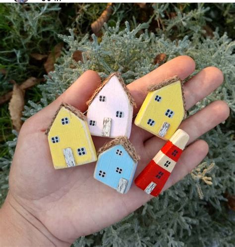 Wooden Pin Houses Wooden Pin Lighthouse Rustic Pin Unusual Etsy