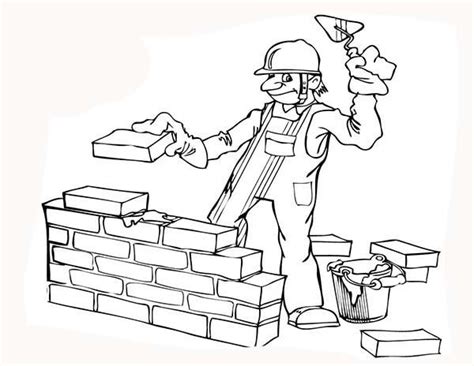 Construction Worker Build A Wall Coloring Page Coloring Pages People