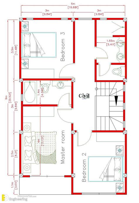 House Design 6×10 Meters 20×33 Feet 2 Bedrooms Engineering Discoveries