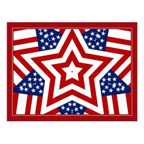 Red White And Blue Star Design To Add Text Postcard Zazzle
