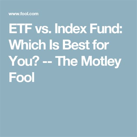 Etf Vs Index Fund What Are The Differences The Motley Fool The