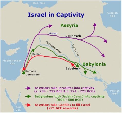 Assyrian And Babylonian Captivity And Exile Of Israel And Judah Map Bible