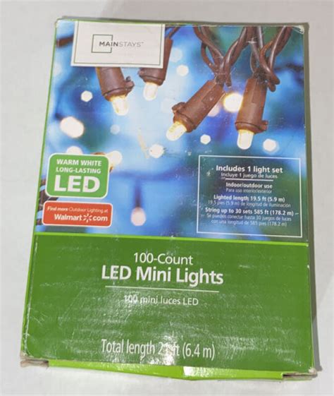 Mainstays Warm White 100 Count Led Mini String Lights Indoor Outdoor